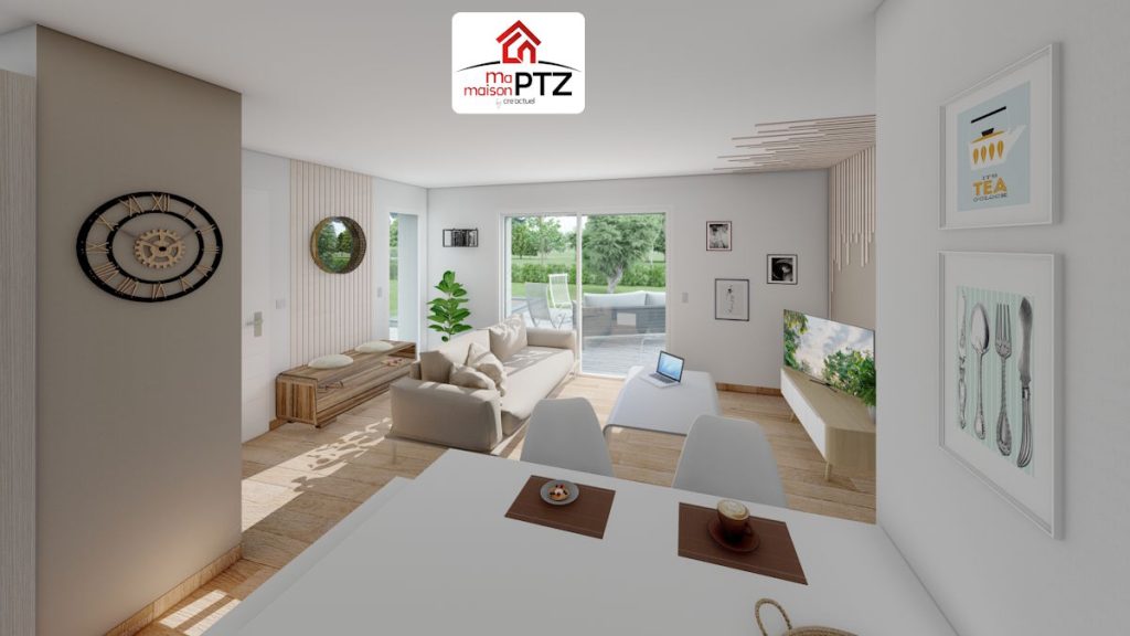 Séjour Maison plain-pied monopente 3 chambres